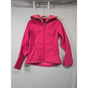 Adidas Outdoor Pink Full Zip Softshell Jacket Hood Women's Small Fleece‎ Lined